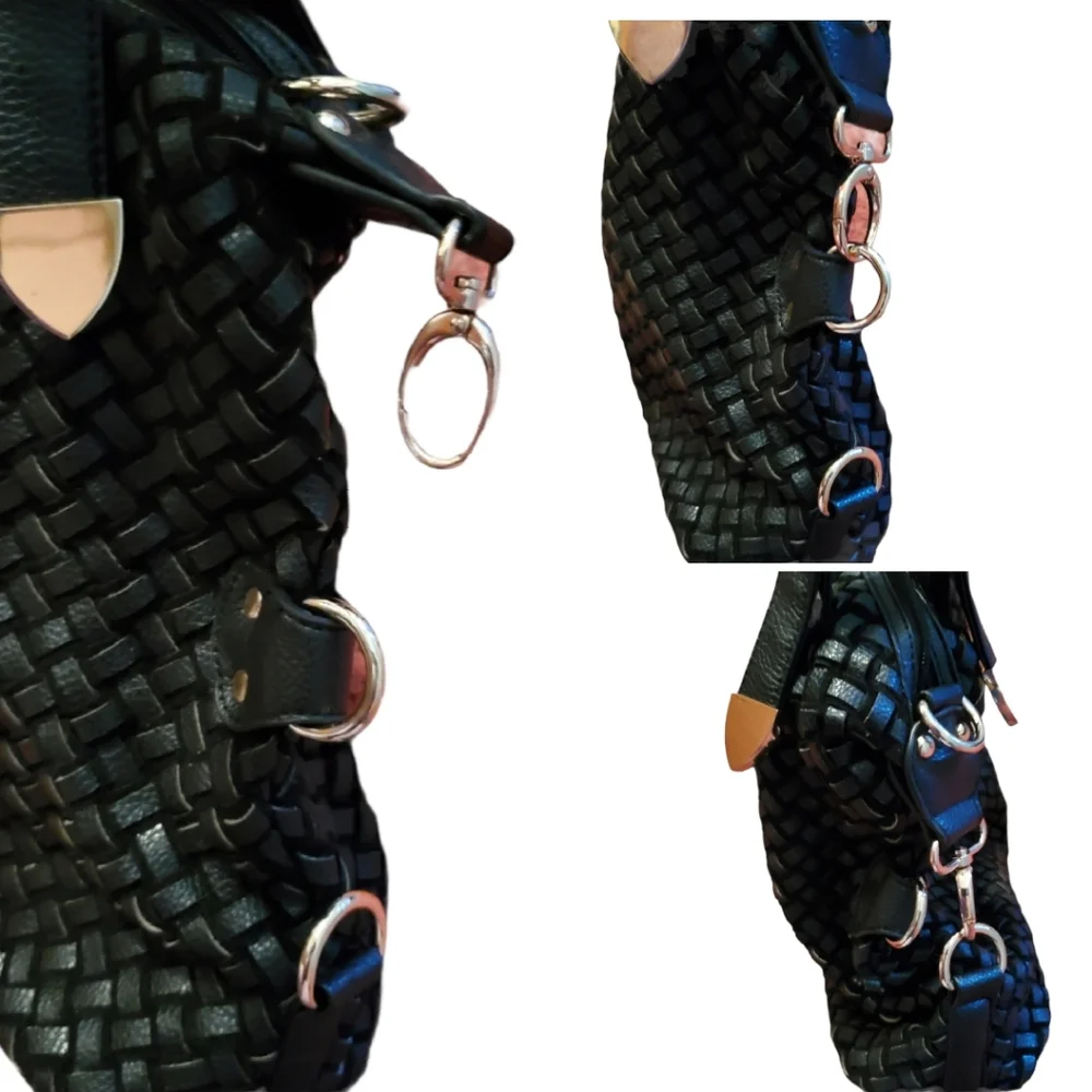 Breezy Couture Woven Black Shoulder Bag